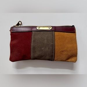 Vintage Davey’s of Worcester 1970s patchwork suede clutch near-new condition